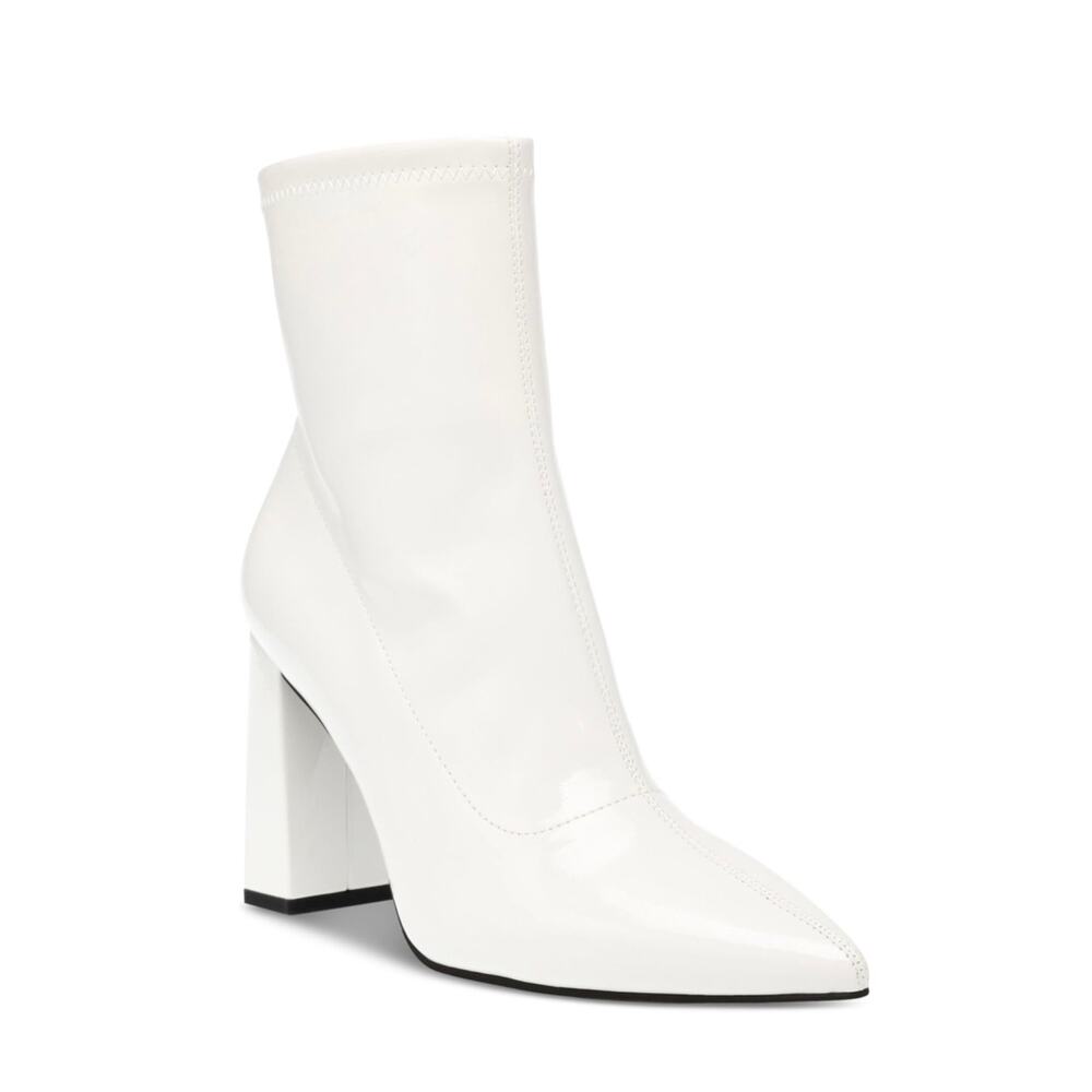 Wild Pair Womens Iloise Patent Block Heel Booties White 6 NEW # Box 984